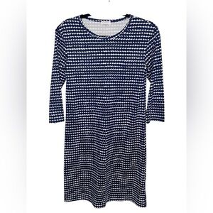 Marimekko Dress Womens XXS Cotton Navy Dot Geo Print Preppy Coastal Nautical